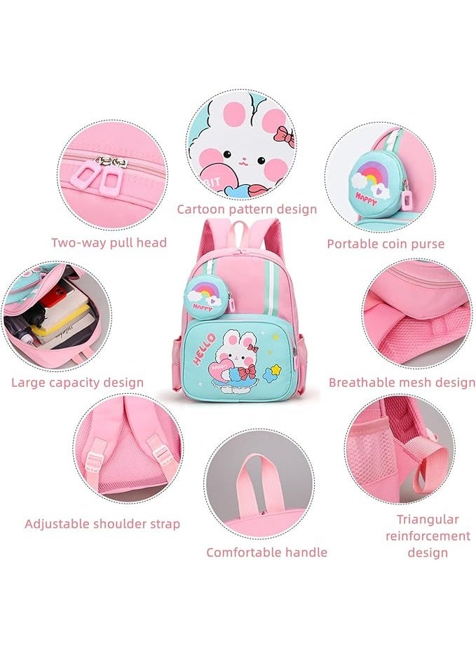 Sylqvxh Toddler Backpack Kids Cute Cartoon Schoolbag Lightweight Bookbags Daypack School Backpack with Adujustable Strap Small Preschool Daycare Bag with Coin Pocket for Girls Boys - Image 5